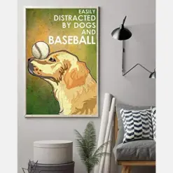 Easily Distracted By Dogs Golden And Baseball