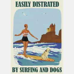 Easily Distracted By Surfing And Dog Girl Labrador