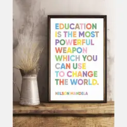 Education Is The Most Powerful Classroom Teacher Canvas Prints Vintage Wall Art Gifts Vintage Home Wall Decor Canvas