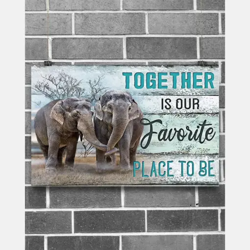 Elephant - Together Is Our Favorite Place To Be Horizontal Canvas And Poster | Wall Decor