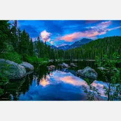 Estes Park Art Bear Lake In Rocky Mountain National Park Colorado Wall Art Sunrise Dawn Canvas Art Extra Large Canvas Wall Art