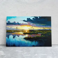 Everglades National Park Canvas Art Ready To Hang Large Print Oil Painting Sunrise Landscape Sunset