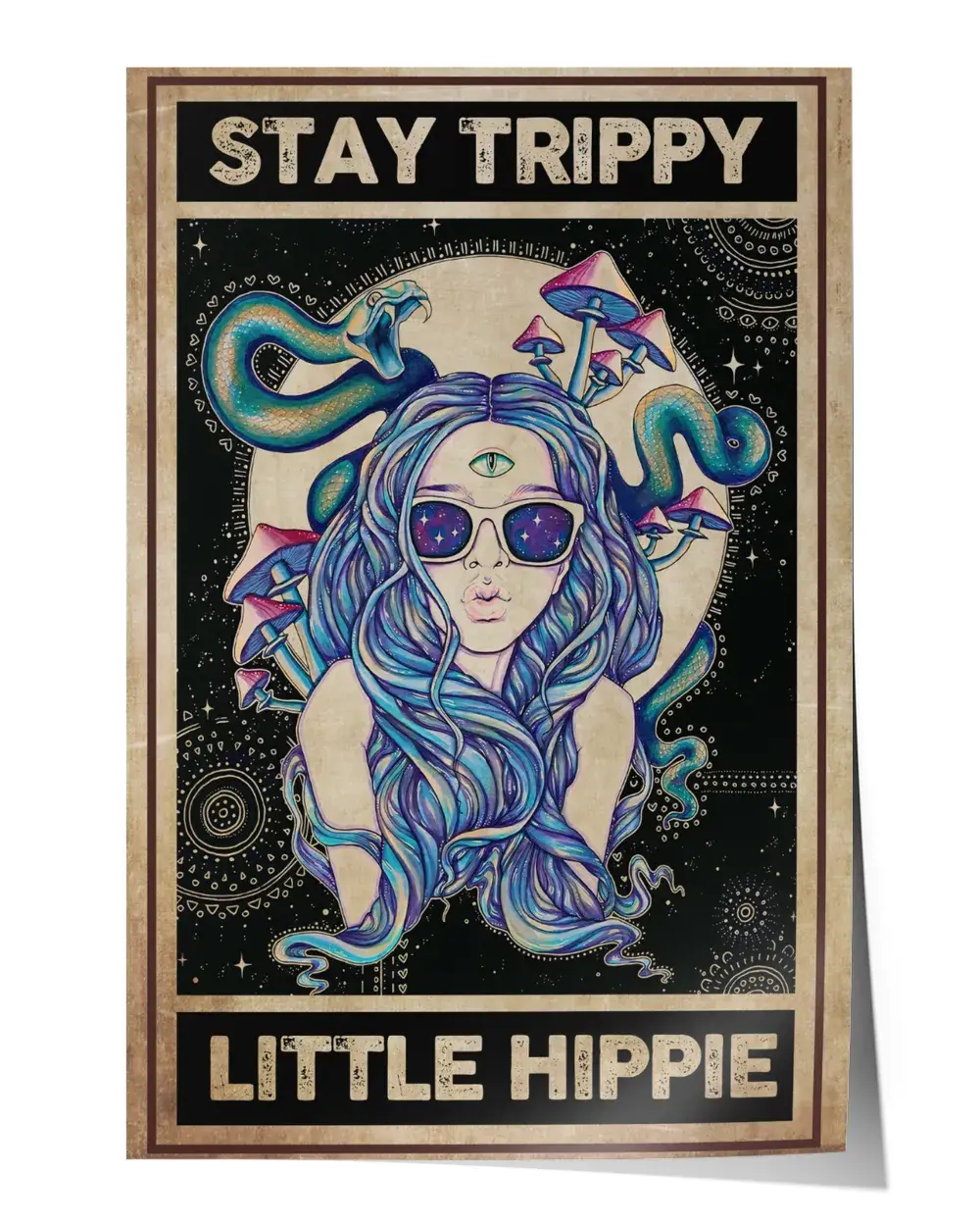 Stay trippy Wall Decor Artwork Print Poster Wall Art Print Home Decor Vintage - Satin Portrait Poster