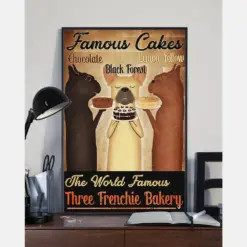 Famous Cakes French Bulldog Frenchie Bakery Poster Vintage Room Home Decor Wall Art Gifts Idea