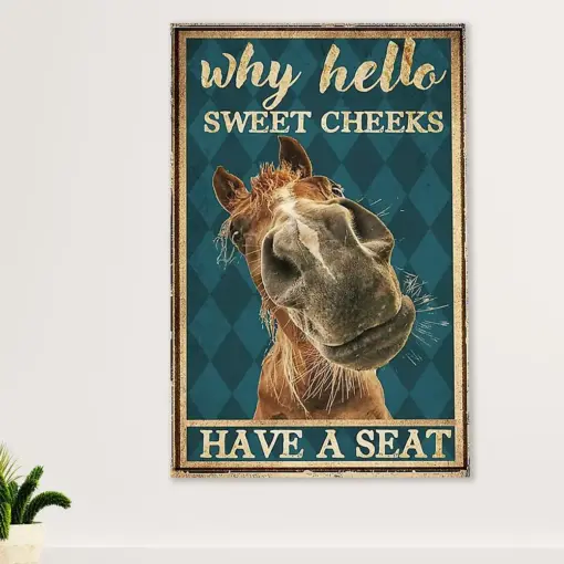 Farming Canvas Wall Art Prints | Horse Why Hello Sweet Cheeks | Home Décor Gift For Farmer