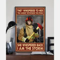 Female Firefighter Canvas Prints I Am The Storm Vintage Wall Art Gifts Vintage Home Wall Decor Canvas