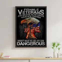 Female Veteran Canvas Prints Doesn'T Mean We Are Any Less Dangerous Vintage Wall Art Gifts Vintage Home Wall Decor Canvas