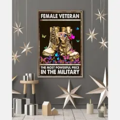 Female Veteran Poster The Most Powerful Piece In The Military Vintage Room Home Decor Wall Art Gifts Idea