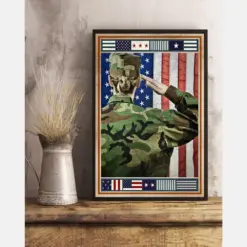 Female Veteran She Salutes Poster Vintage Room Home Decor Wall Art Gifts Idea