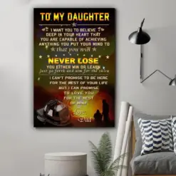 Firefighter Canvas And Poster Dad To Daughter Never Lose Wall Decor