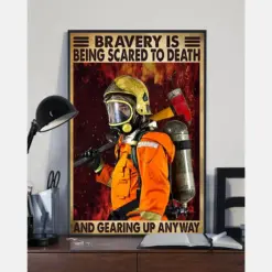 Firefighter Canvas Prints Bravery Is Being Scared To Death Vintage Wall Art Gifts Vintage Home Wall Decor Canvas