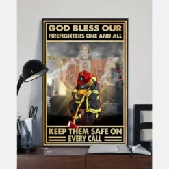 Firefighter Canvas Prints God Bless Our Firefighter One And All Vintage Wall Art Gifts Vintage Home Wall Decor Canvas