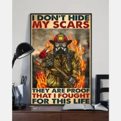 Firefighter Canvas Prints I Don'T Hide My Scars Vintage Wall Art Gifts Vintage Home Wall Decor Canvas