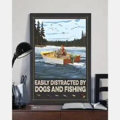 Fishing And Dogs Canvas Prints Easily Distracted Vintage Wall Art Gifts Vintage Home Wall Decor Canvas