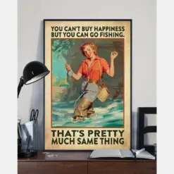 Fishing Buying Happiness Canvas Prints Vintage Wall Art Gifts Vintage Home Wall Decor Canvas