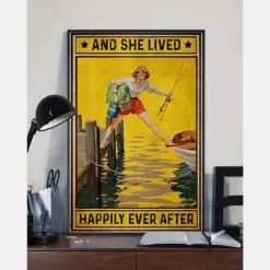 Fishing Canvas Prints And She Lived Happily Ever After Vintage Wall Art Gifts Vintage Home Wall Decor Canvas