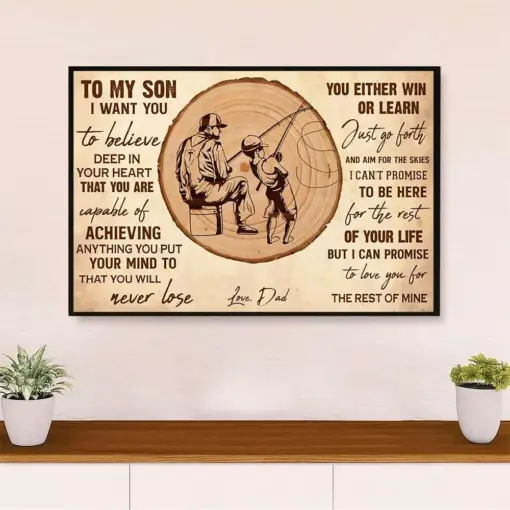 Fishing Canvas Wall Art Prints | From Dad To Son | Home Décor Gift For Fisherman