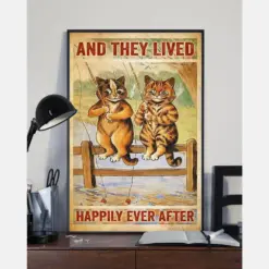 Fishing Cats Canvas Prints And They Lived Happily Ever After Vintage Wall Art Gifts Vintage Home Wall Decor Canvas