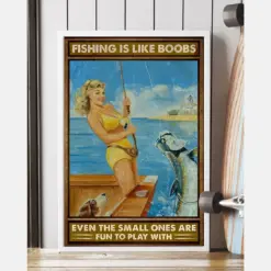 Fishing Is Like Boobs Canvas Prints Vintage Wall Art Gifts Vintage Home Wall Decor Canvas