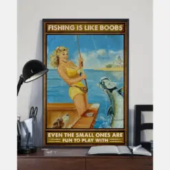 Fishing Is Like Boobs Poster Vintage Room Home Decor Wall Art Gifts Idea