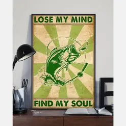 Fishing Lose My Mind Find My Soul Vintage Canvas Prints Fishing Man Wall Art Gift Vintage Home Wall Decor Canvas