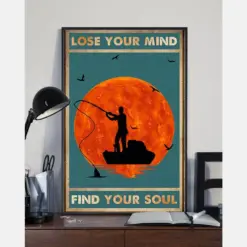 Fishing Poster Lose My Mind And Find My Soul Vintage Room Home Decor Wall Art Gifts Idea For Fisherman