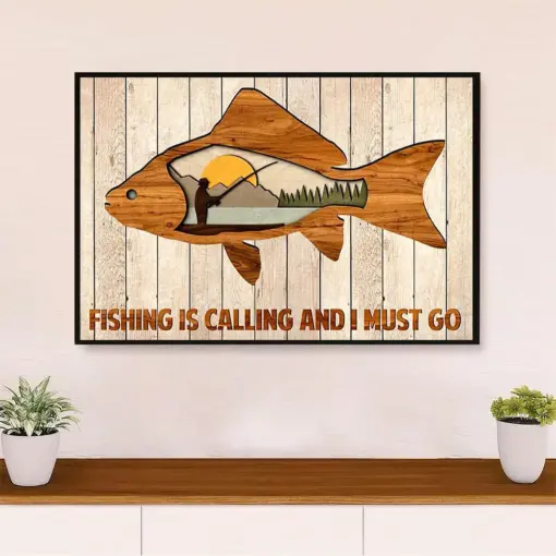 Fishing Poster Print | Fishing Is Calling | Wall Art Gift For Fisherman