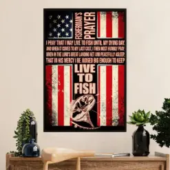 Fishing Poster Room Wall Art Prints | American Flag Fisherman'S Prayer | Vintage Gift For Fisherman