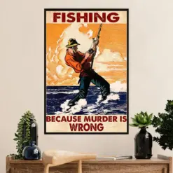 Fishing Poster Room Wall Art Prints | Fishing Because | Vintage Gift For Fisherman