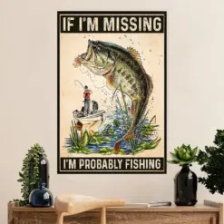 Fishing Poster Room Wall Art Prints | I'M Probably Fishing | Vintage Gift For Fisherman