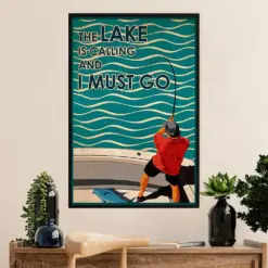 Fishing Poster Room Wall Art Prints | Lake Is Calling | Vintage Gift For Fisherman