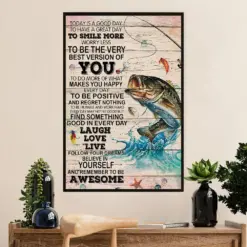 Fishing Poster Room Wall Art Prints | Laugh Love Live | Vintage Gift For Fisherman