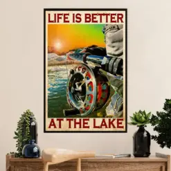 Fishing Poster Room Wall Art Prints | Life At The Lake | Vintage Gift For Fisherman