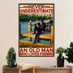 Fishing Poster Room Wall Art Prints | Old Man Loves Fishing | Vintage Gift For Fisherman