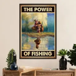 Fishing Poster Room Wall Art Prints | Power Of Fishing | Vintage Gift For Fisherman