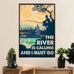 Fishing Poster Room Wall Art Prints | River Is Calling | Vintage Gift For Fisherman