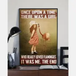 Flamingo Poster Once Upon A Time There Was A Girl Vintage Room Home Decor Wall Art Gifts Idea