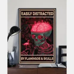 Flamingos And Skeleton Canvas Prints Easily Distracted Vintage Wall Art Gifts Vintage Home Wall Decor Canvas