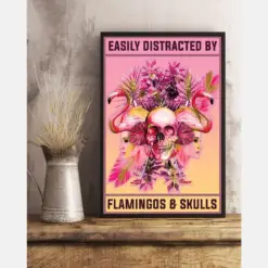 Flamingos And Skulls Canvas Prints Easily Distracted Vintage Wall Art Gifts Vintage Home Wall Decor Canvas