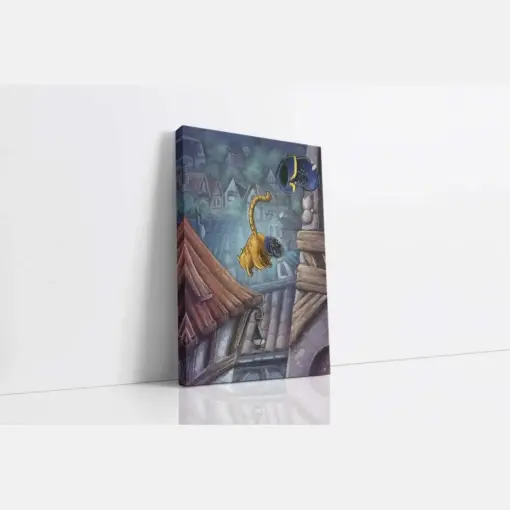 Fleeing Cat Canvas Wall Art Cat Lady Art Animal Art Canvas Art Print