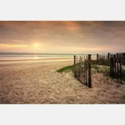 Florida Hormone Beach Color Seascape Ocean Sunrise Coast Dunes Fence Beach Coast Fine Art Original Art Canvas Or Paper Calm