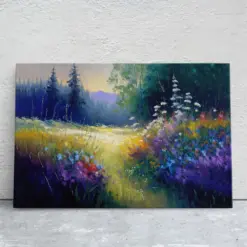 Flower Meadow Canvas Art Ready To Hang Large Print Oil Painting Landscape