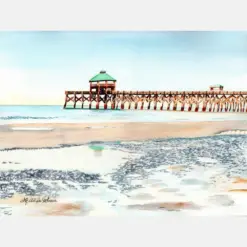 Folly Beach Pier South Carolina Original Watercolor Of The Pier