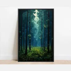 Forest Fire Flies Art Framed Prints And Canvases | Nature Prints And Canvas Natural Landscape Boho Prints National Park Art