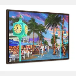 Fort Myers Beach Art Times Square Clock Coastal Wall Print Beach Canvas Daniel Acrylic Old Florida Ester Island Painting