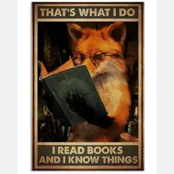 Fox Book Canvas Prints That'S What I Do I Read Books And I Kwon Things Vintage Wall Art Gifts Vintage Home Wall Decor Canvas