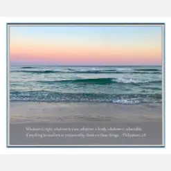 Framed Beach Sunset Ocean Photography Religious Wall Art Christian Decor Philippines Bible Verses Godly Gifts Whatever Is Lovely