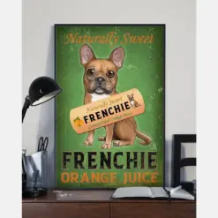 French Bulldog Canvas Prints Naturally Sweet Frenchie Orange Juice Vintage Wall Art Gifts Vintage Home Wall Decor Canvas