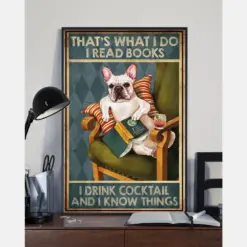 French Bulldog Canvas Prints That'S What I Do I Read Book I Drink Cocktail Vintage Wall Art Gifts Vintage Home Wall Decor Canvas