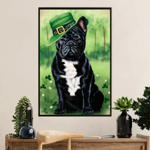 French Bulldog Canvas Wall Art Prints | St.Patrick'S Day | Gift For French Bulldog Dog Lover